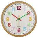 Foxtop Silent Non-Ticking Kids Wall Clock, Large Decorative Colorful Battery Operated Clock for Living Room Bedroom School Classroom Child Gifts 12 Inch - Easy to Read