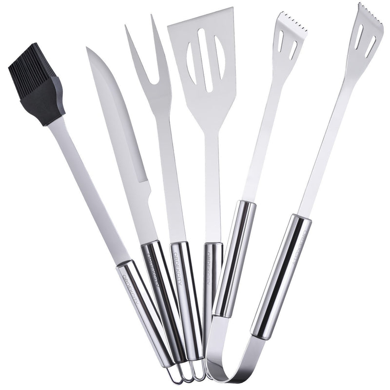 Ordekcity BBQ Grill Tools Set - 5 Piece Grill Accessories Stainless Steel Grill Utensils Set Barbecue Tongs, Complete Outdoor BBQ Accessories