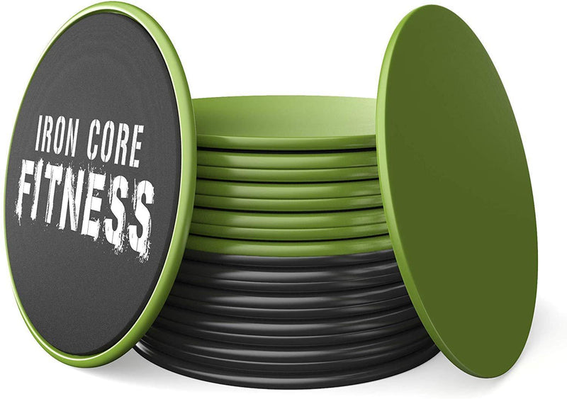 Iron Core Fitness 2 x Dual Sided Core Sliders Ultimate Core Trainer | Gym, Home Abdominal & Total Body Workout Equipment | for use on All Surfaces