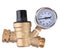 Water Pressure Regulator, Brass Lead-free Adjustable RV Water Pressure Reducer with Guage and Inlet Screened Filter, 160 PSI Gauge with oil, By Kepooman (Gauge with oil)