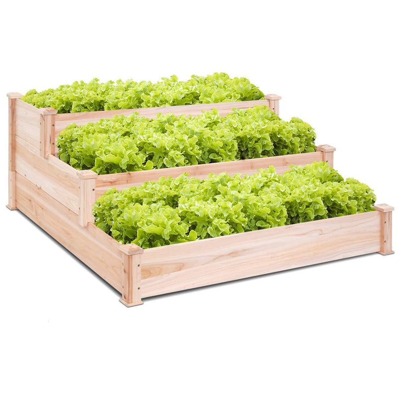 Giantex Raised Garden Bed Kit Elevated Planter Box for Vegetables Fruits Herb Grow, Heavy Duty Natural Cedar Wood Frame Gardening Planting Bed for Deck, Patio or Yard Gardenin, 49"X23"X30.0"(LXWXH)