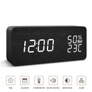BlaCOG Alarm Clock Digital Desk Wooden Alarm Clock Upgraded with Time Temperature, Adjustable Brightness, 3 Set of Alarm and Voice Control - Bamboo