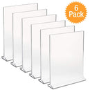 Displaypros 5"X7" Acrylic Sign Holder, Clear Plastic Table Menu Holder, Card Display, Table Tent, Upright Ad Photo Picture Portrait Frame, Promo, Ad Frame Clear, 6-Pack