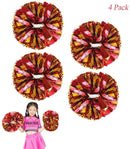 4Pcs Metallic Cheerleading Pom Poms for Kids, Creatiee 2 Pair Cheerleader Cheering Squad Pompoms for Boy Girl School Sports Games Team Spirit Cheer