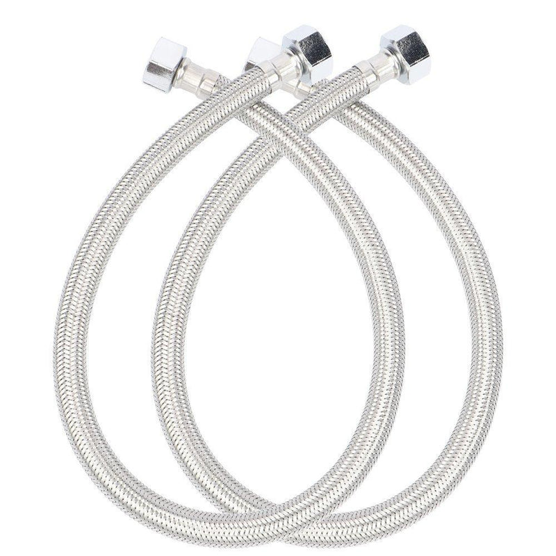 BOSNELL 24-Inch Long Faucet Connector Braided Stainless Steel Water Supply Hose 2 1/2" I.P.Female Straight Thread Faucet Hose Replacement Pack of 2(1 Pair)
