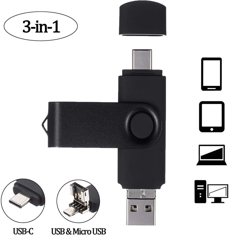 Android Flash Drive 64GB, ARETOP 3-in-1 Photo Stick for Android Phones (Both Micro and Type-C) Memory Stick Type C Micro USB Thumb Drive for Android 64gb Pen Drive