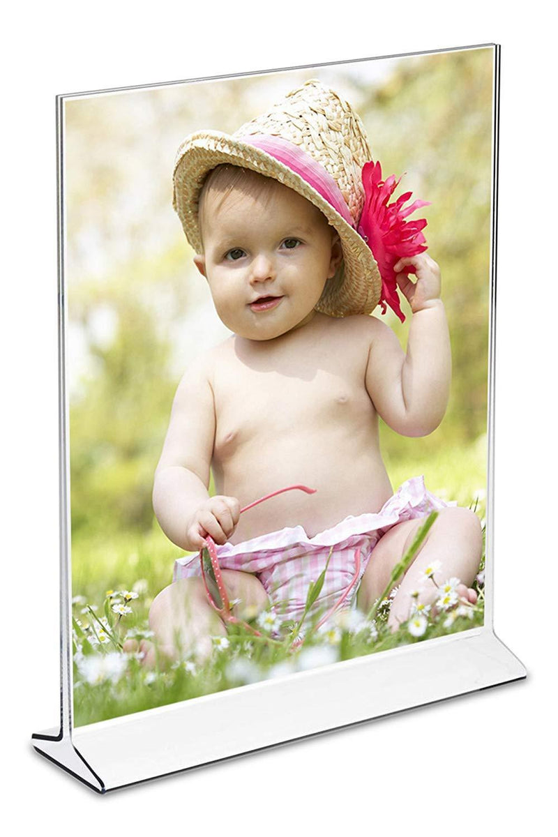 Displaypros 5"X7" Acrylic Sign Holder, Clear Plastic Table Menu Holder, Card Display, Table Tent, Upright Ad Photo Picture Portrait Frame, Promo, Ad Frame Clear, 6-Pack