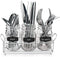 3 Glass Mason Jars with Black Chalk Label - 17 Ounces Clear Chalkboard Mugs on Galvanized Caddy with Handle - Home and Party Drinkware Set, Utensil Organizer, Vintage Rustic Decor Set