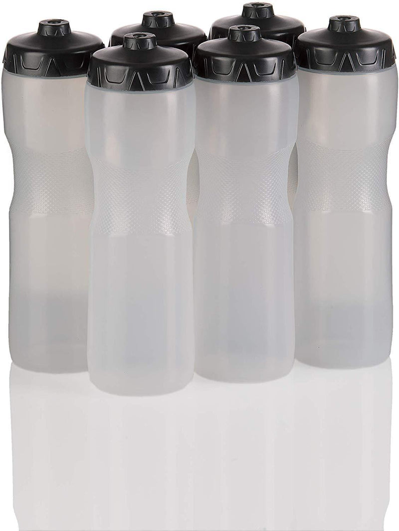 50 Strong Brand Jet Stream Sports Squeeze Water Bottle with One-Way Valve - Team Pack – Set of 6 Leak Proof Squirt Waterbottles - 28 Ounces -Perfect for Bikes - Made in USA