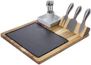 Home Perspective Slate Cheese Board Set, 10 Piece Set Includes 4 Stainless Steel Cheese Tools, Premium Acacia Serving Tray with Slate Board, and Porcelain Olive Dish