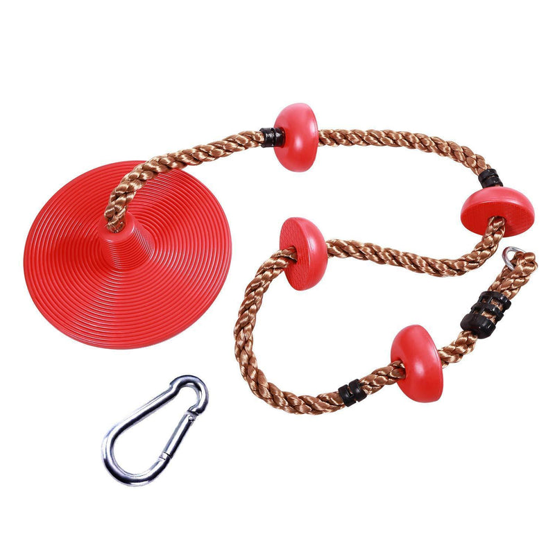 RedSwing Tree Climbing Rope with Platform and Disc Swing Seat, Children Tree Disc Swing Safety for Outside Inside, Red