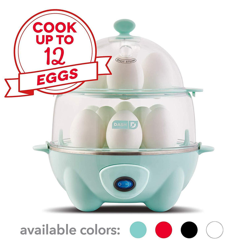 Dash DEC012AQ Deluxe Rapid Egg Cooker: Electric, 12 Capacity for Hard Boiled, Poached, Scrambled, Omelets, Steamed Vegetables, Seafood, Dumplings & More with Auto Shut Off Feature Aqua