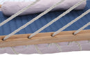 Patio Watcher 11 Feet Quilted Fabric Hammock with Pillow, Double Hammock with Bamboo Wood Spreader Bars, Perfect for Outdoor Patio Yard, Dark Blue