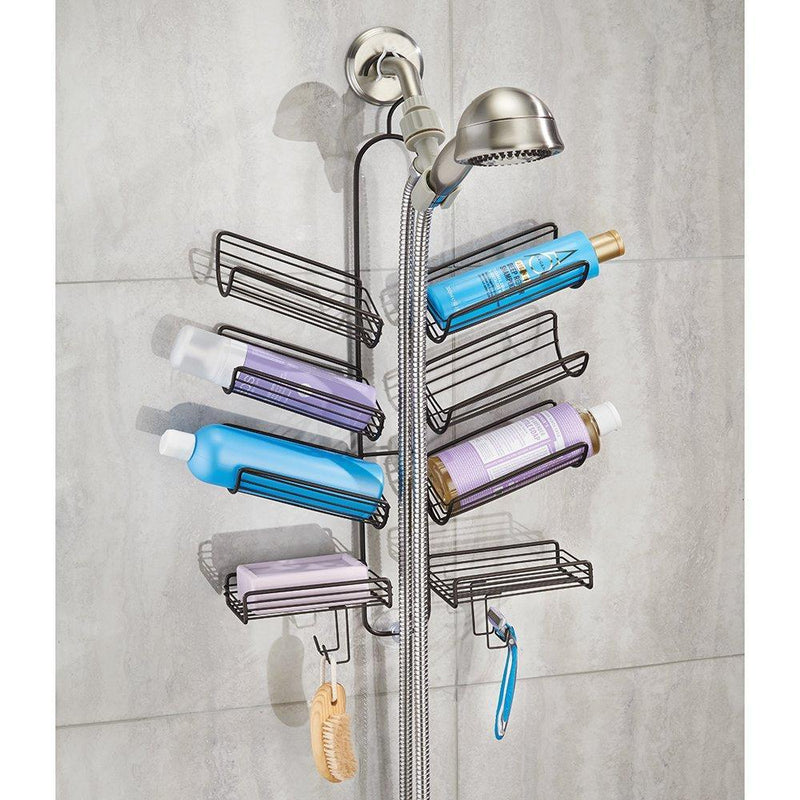 mDesign Hand Held Hose Bathroom Shower Caddy for Shampoo, Conditioner, Soap - Bronze