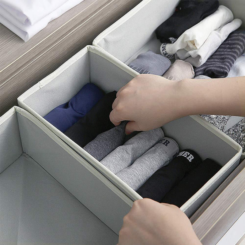 DIOMMELL Foldable Cloth Storage Box Closet Dresser Drawer Organizer Fabric Baskets Bins Containers Divider with Drawers for Clothes Underwear Bras Socks Lingerie Clothing,Set of 9 Grey 090