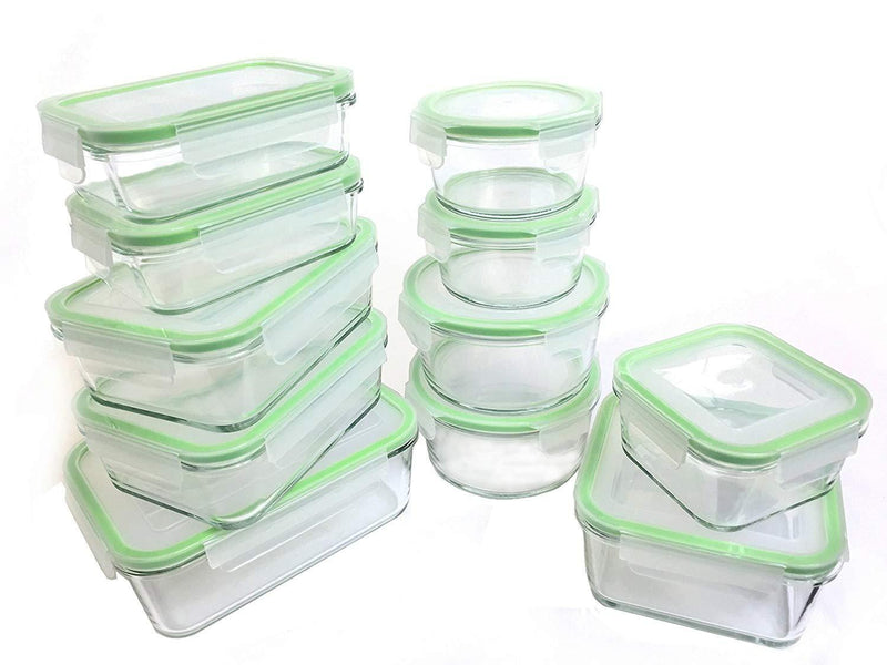 Kinetic Glass Food Storage Containers with Lids - 18 Piece - GlassWorks Meal Prep Containers, Airtight and Leakproof with Portion Control Containers,BPA Free & FDA Approved(9 Containers & 9 Lids)