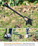 Ymachray 5-Tine Forged Cultivator- Heavy Duty Hand Tiller and Garden Claw Weeder Cultivator -Solid Steel Shaft Unbreakable Tines