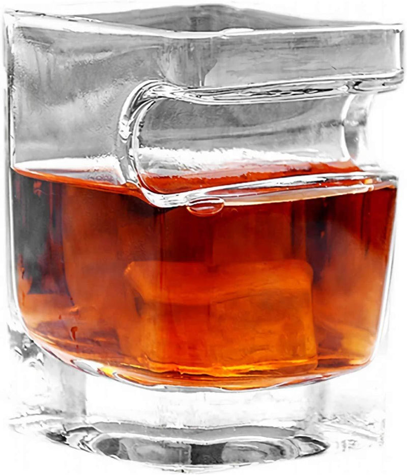 Kingrol 9 oz. Whisky Glass, Lead Free Crystal Old Fashioned Glass with Indented Cigar Rest