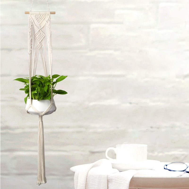 MoonLa 5-Pack Macrame Plant Hangers with 5 Hooks, Indoor Outdoor Hanging Planters Set Hanging Plant Holder Stand Flower Pots Boho Home Decor(Cotton Rope, 4 Legs, 5 Sizes)