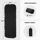 Furthertry Camping Sleeping Pad, Ultralight Camping Pad for Backpacking,Travelling and Hiking Self-Inflating Camping Pad, Camp Mattress, Compact Ultralight Hiking Pad-Black