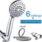 VOLUEX Handheld Shower Head with Hose - High Pressure 6 Setting Spray 4.3" Face Hand Held Adjustable Bracket Detachable Removable Water Saving Rainfall Showerheads