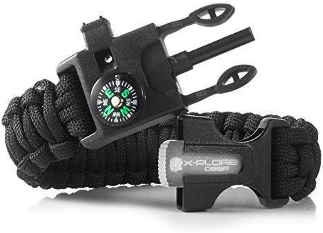 X-Plore Gear Emergency Paracord Bracelets | Set of 2| The Ultimate Tactical Survival Gear| Flint Fire Starter, Whistle, Compass & Scraper | Best Wilderness Survival-Kit for Camping/Fishing & More