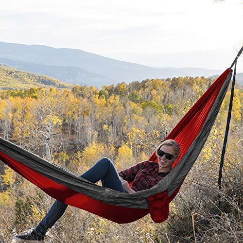 Kootek Camping Hammock Double & Single Portable Hammocks with 2 Tree Straps, Lightweight Nylon Parachute Hammocks for Backpacking, Travel, Beach, Backyard, Patio, Hiking