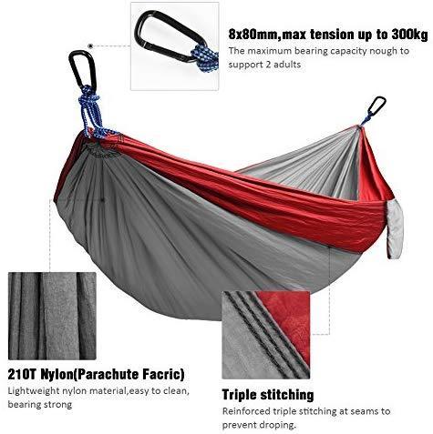 Kootek Camping Hammock Double & Single Portable Hammocks with 2 Tree Straps, Lightweight Nylon Parachute Hammocks for Backpacking, Travel, Beach, Backyard, Patio, Hiking