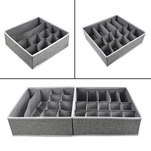 Homyfort Foldable Cloth Storage Box Closet Dresser Drawer Organizer Cube Basket Bins Containers Divider with Drawers for Underwear, Bras, Socks, Ties, Scarves, Set of 6, Grey