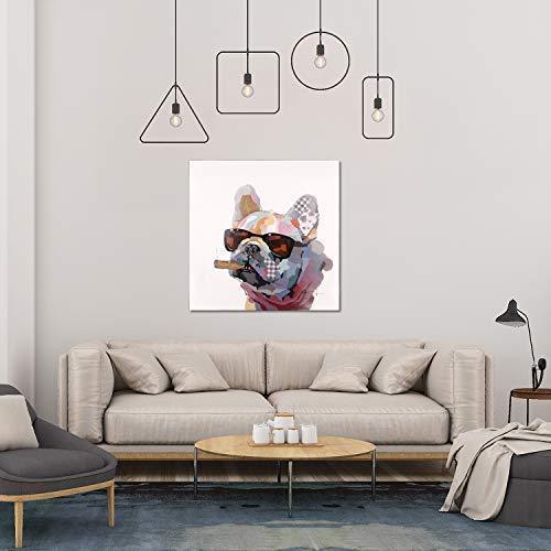 Bignut Art Oil Painting Hand Painted Funny Animal Guitar Frog Wall Art on Canvas Framed Wall Decor for Living Room Bedroom Office (24x24 Inches, Guitar Frog)