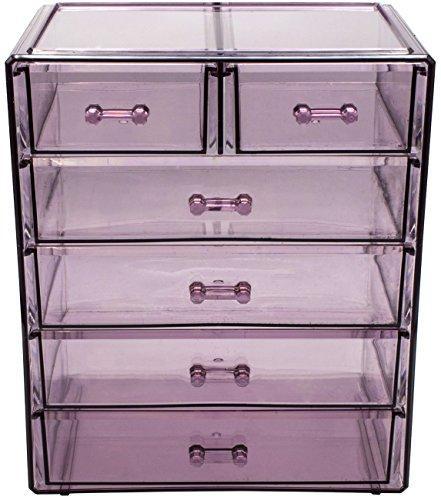 Sorbus Cosmetics Makeup and Jewelry Big Storage Display-Stylish Vanity, Bathroom Case, 4 Large, 2 Small Drawers, Clear