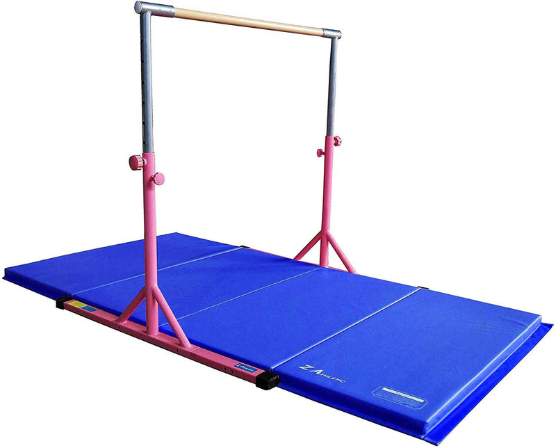 Z Athletic Adjustable Kip Bar and Gym Mat for Children's In Home Gymnastics Multiple Sizes and Colors