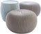 Keter Urban Knit Pouf Ottoman Set of 2 with Storage Table for Patio and Room Décor - Perfect for Balcony, Deck, and Outdoor Seating, Dune/Misty Blue