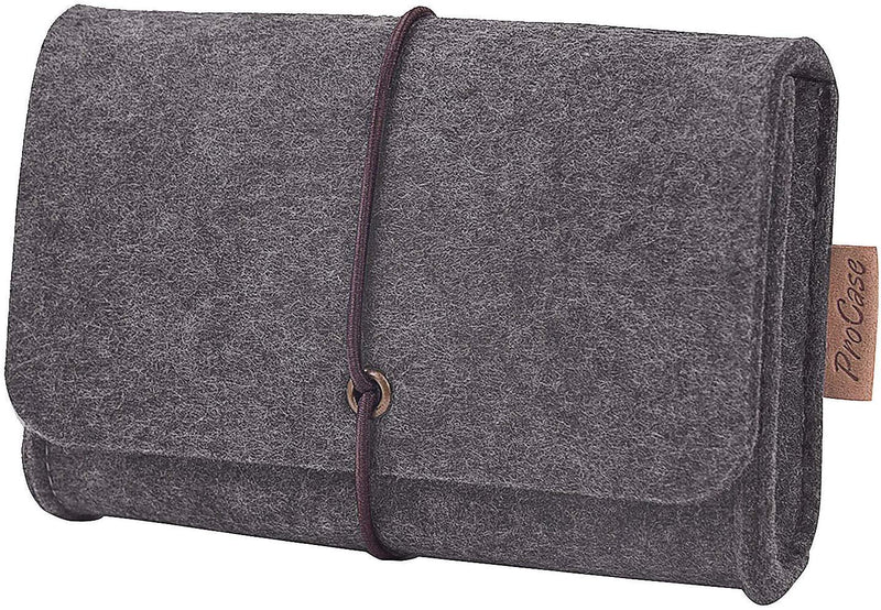 ProCase Felt Storage Case Bag Accessories Organizer for MacBook Laptop Mouse Power Adapter Cables Computer Electronics Cellphone Accessories Charger SSD HHD -Silver Grey