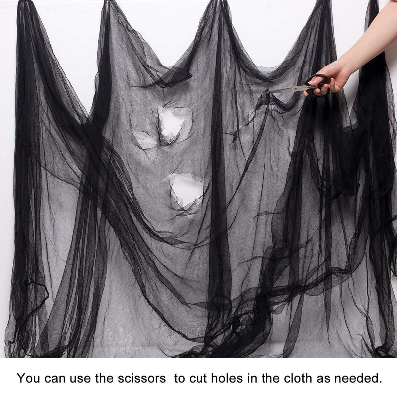 Whaline Halloween Black Creepy Cloth 276 x 87 inch Spooky Halloween Decoration for Haunted Houses Party Supplies