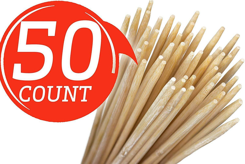 50 PCS | Marshmallow Bamboo ROASTING STICKS | 36"Long 5"mm Thick Extra Long Heavy Duty | Semi-Dulled Point SAFE FOR KIDS | 100% BIODEGRADABLE, NO CLEANING, NO SOAKING