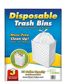 Clean Cubes 13 Gallon Disposable Trash Cans & Recycling Bins, 3 Pack (White)