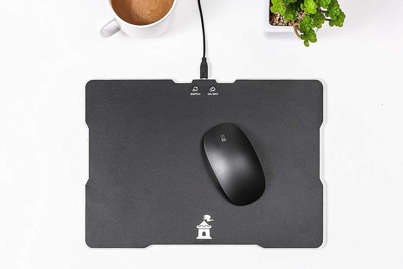 Moat Mouse Pad with LED Lighting Effects - Large Speed Surface with Backlit Perimeter and Logo for Gaming - Hard Mouse Mat Optimized for All Computer Mouse Sensitivity and Sensors