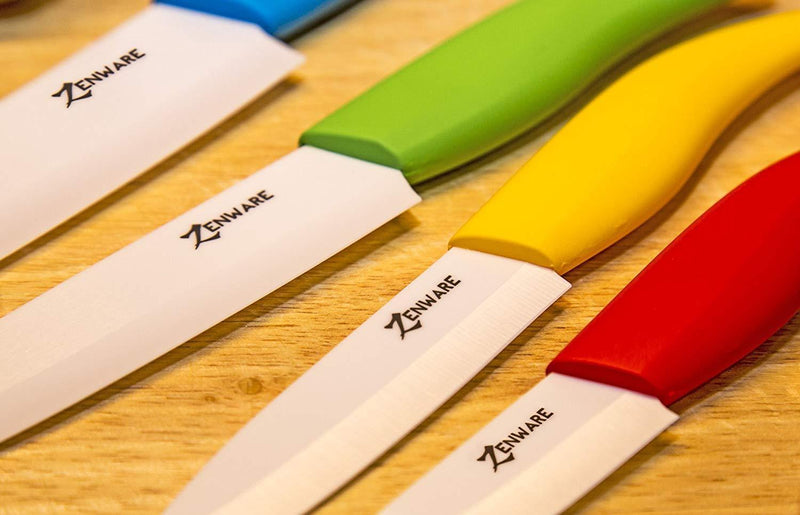 ZenWare 9 Piece Multi Color Ceramic Cutlery Kitchen Knives with Fruit Peeler - Knife Set