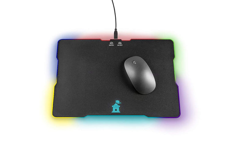 Moat Mouse Pad with LED Lighting Effects - Large Speed Surface with Backlit Perimeter and Logo for Gaming - Hard Mouse Mat Optimized for All Computer Mouse Sensitivity and Sensors