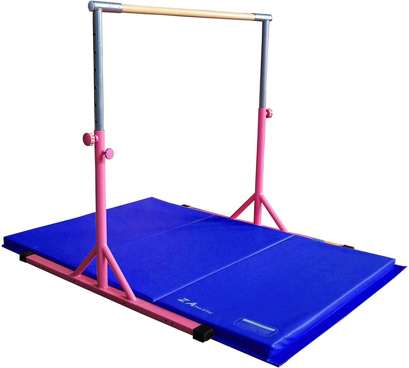 Z Athletic Adjustable Kip Bar and Gym Mat for Children's In Home Gymnastics Multiple Sizes and Colors