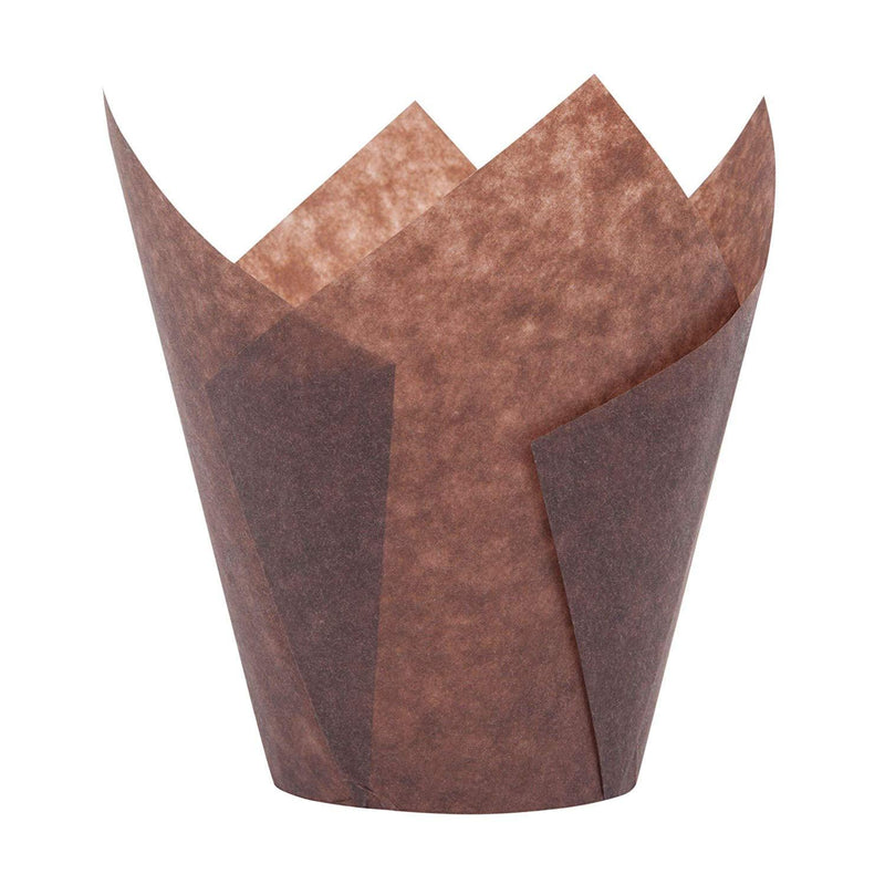 Tulip Cupcake Liners - Brown for Standard Size Cupcakes and Muffins - 120 Pieces per Box - Perfect for Extra Toppings on a Cupcake by Zenlogy
