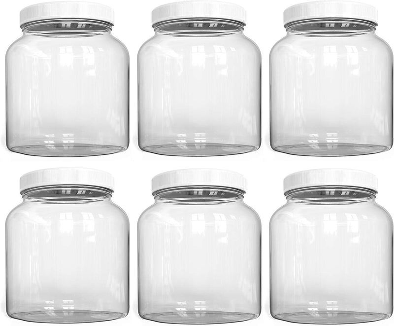 KombuJars ½ Half Gallon GLASS Jars 64 oz Airtight Lined Seal Plastic Lid Cap, Wide Mouth Jar, Brewing Fermenting Kombucha, Storage Bottles Kefir Canning, Clear, Multi-use Mason (6)