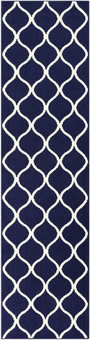 Maples Rugs Rebecca 2'6 x 10' Non Skid Hallway Carpet Entry Rugs Runners for Kitchen and Entryway, Grey/White