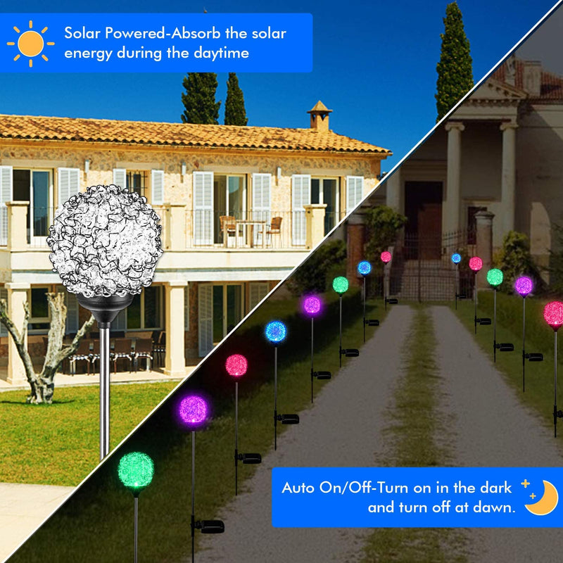 EPIC GADGET Solar Garden Lights Outdoor, Upgraded Magic Globe Powered Garden Light, Multi-Color Changing LED Solar Stake Lights for Patio Backyard Pathway Party Decoration (2 PCS)