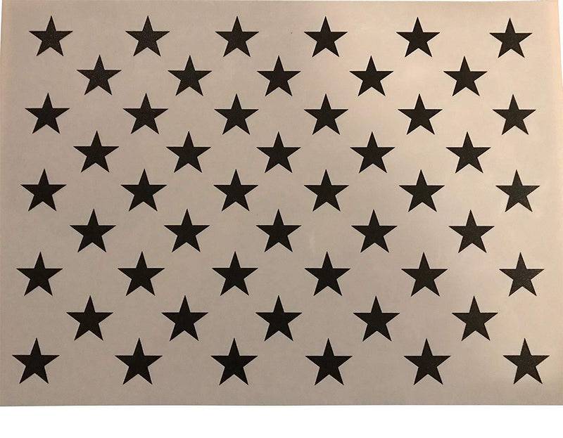 50 Star Stencil Template 10.5 X 15 (actual size 10.5 X 14.82) for making Wood American Flags and Wall Stencils. Made from Thick Reusable 14mil Mylar Plastic by Stencil Soldier.