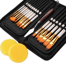 Paint Brush Set, Ekkong 15Pcs Art Paint Brushes with Free Palette Knife, Watercolor Sponge and Pop-up Carrying Case for for Acrylic, Oil, Watercolor and Gouache Painting, Adult and Kid (White)