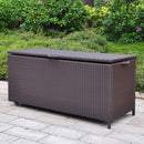 ART TO REAL Aluminum Frame Heavy Duty Outdoor Wicker Deck Storage Box Garden Container Bench Chest for Cushions and Toys