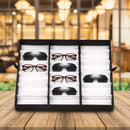 amzdeal Sunglasses Display Case 18 Slot Sunglass Eyewear Display Storage Case Tray Gift for Him Her