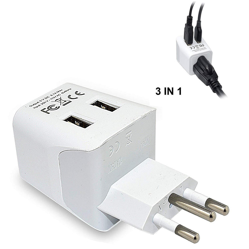 Ceptics CTU-16 USA to Australia, New Zealand, China Travel Adapter Plug with Dual USB - Type I - Dual Inputs - Ultra Compact